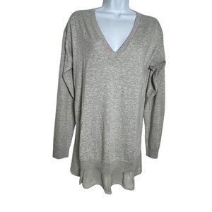Theory Gray Cashmere blend v-neck loose fit womens sweater size Medium